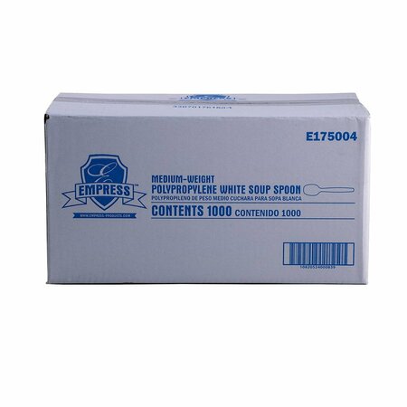 EMPRESS Medium Weight Soupspoon Polypro White Dense Pack, 1000PK E175004